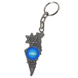 מחזיק מפתחות מפת ארץ ישראל עם לוגו בהתאמה אישית