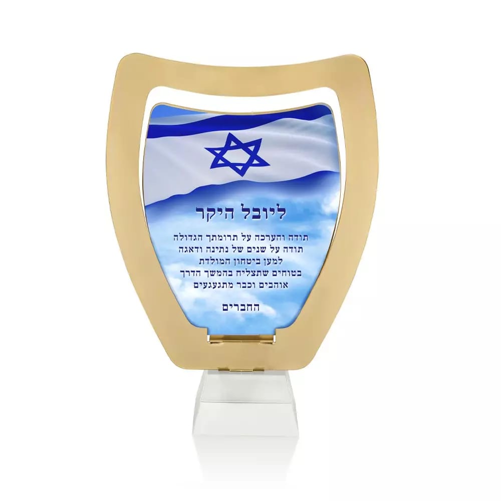 מגן הוקרה בעיצוב מותאם אישית - מתכת על בסיס קריסטל