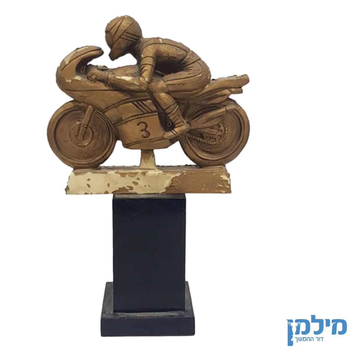 גביע רוכב אופנוע אופנוען רטרו מובלטת תלת מימד