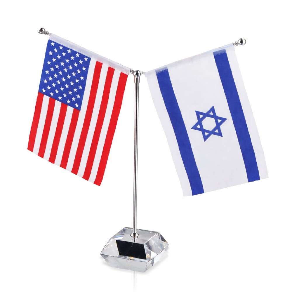 מעמד דגלים מנירוסטה על בסיס קריסטל