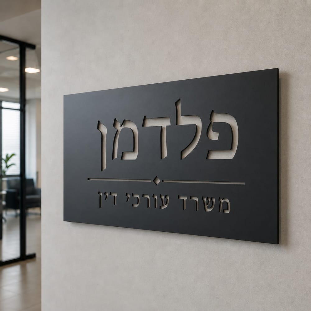 שלט ממתכת למשרד