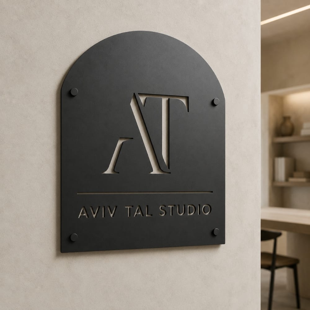 לוגו מברזל בחיתוך צורני למשרד - עד 40 ס"מ