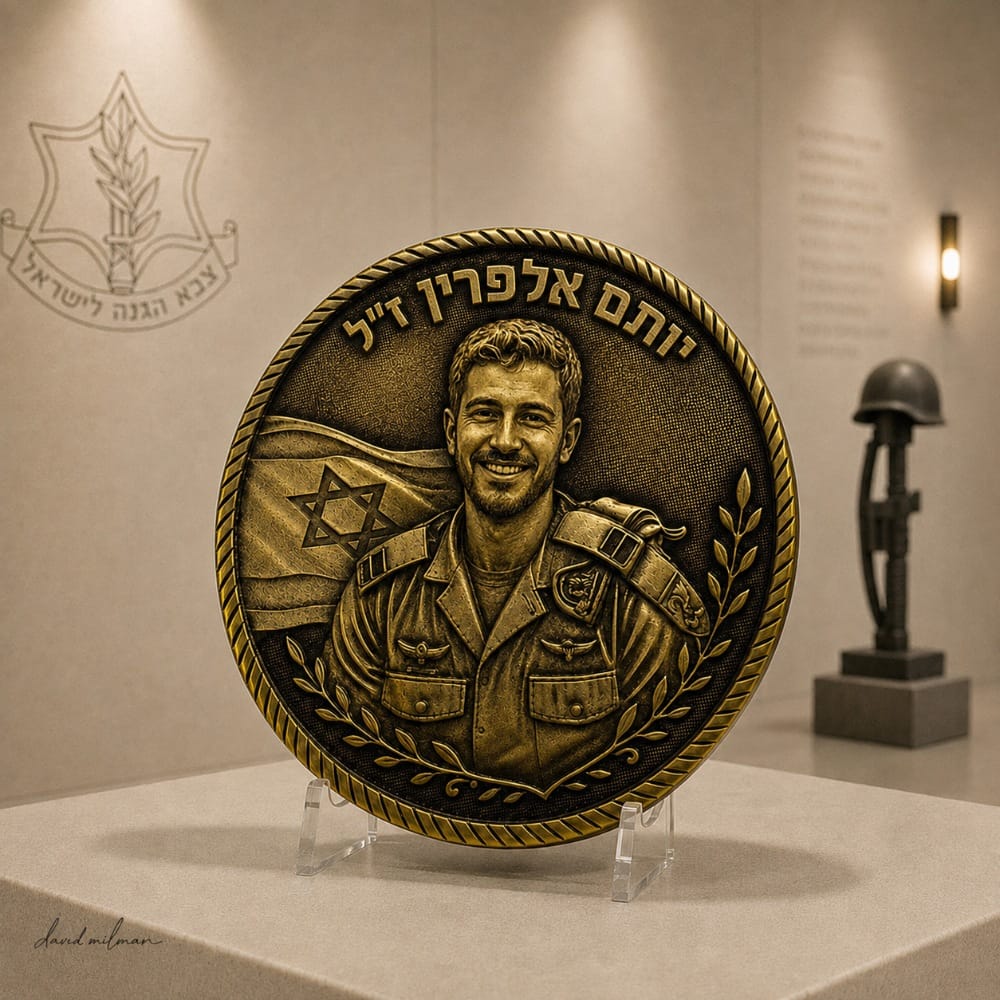 מדליה מוטבעת פרוטרט תלת מימדית