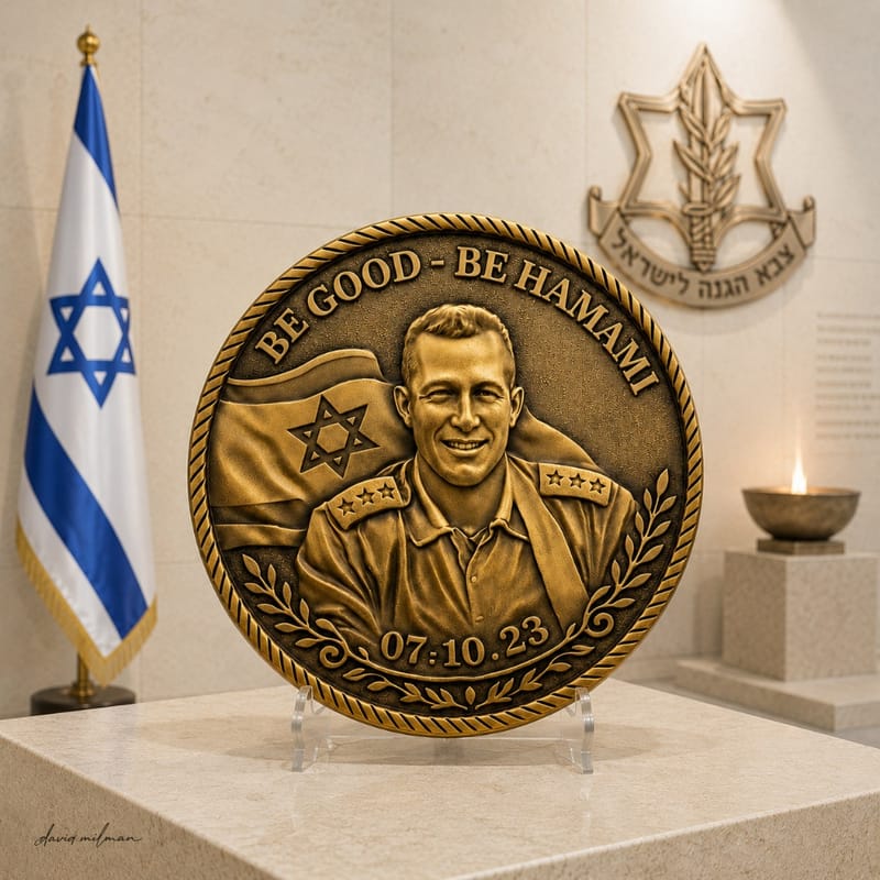 מדליה מוטבעת פרוטרט תלת מימדית