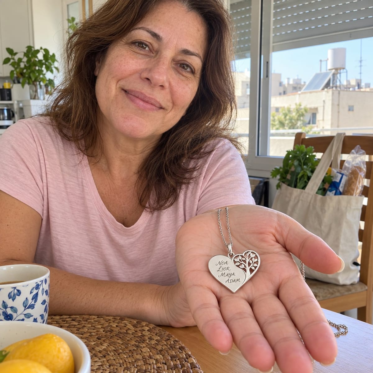 תליון לב עץ החיים בהתאמה אישית - מתנה לאמא