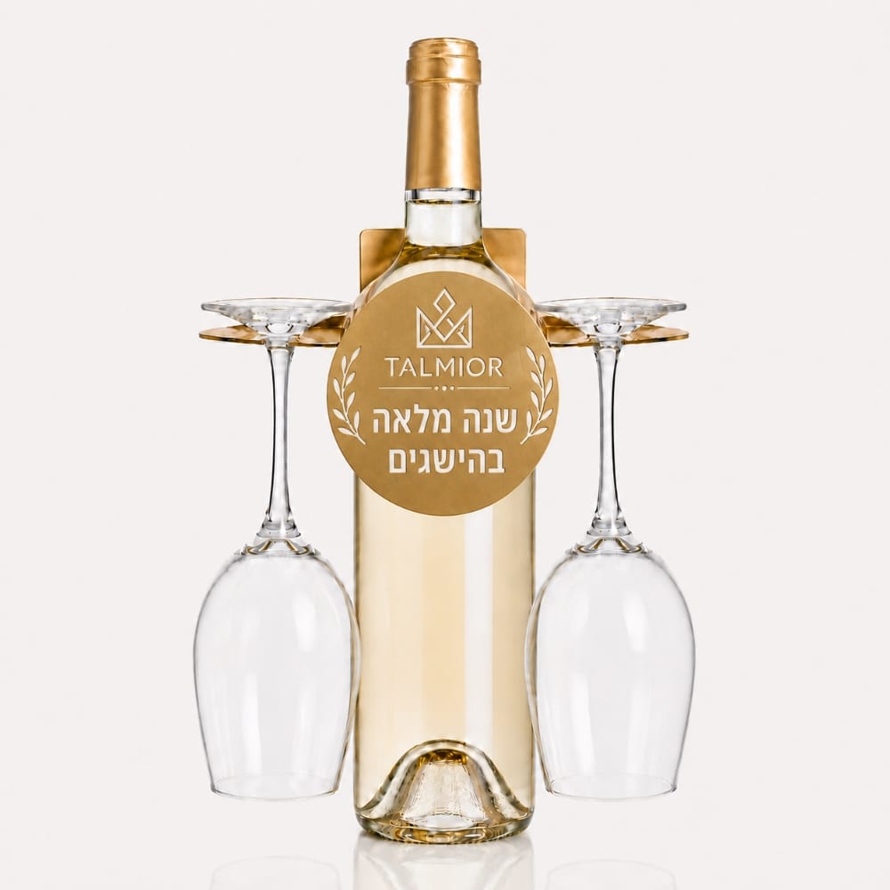מחזיק כוסות ממותג לבקבוק יין